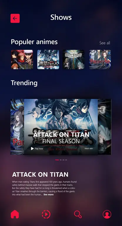 Antarmuka Aplikasi yang Ramah Pengguna Contoh antarmuka aplikasi streaming anime yang bagus