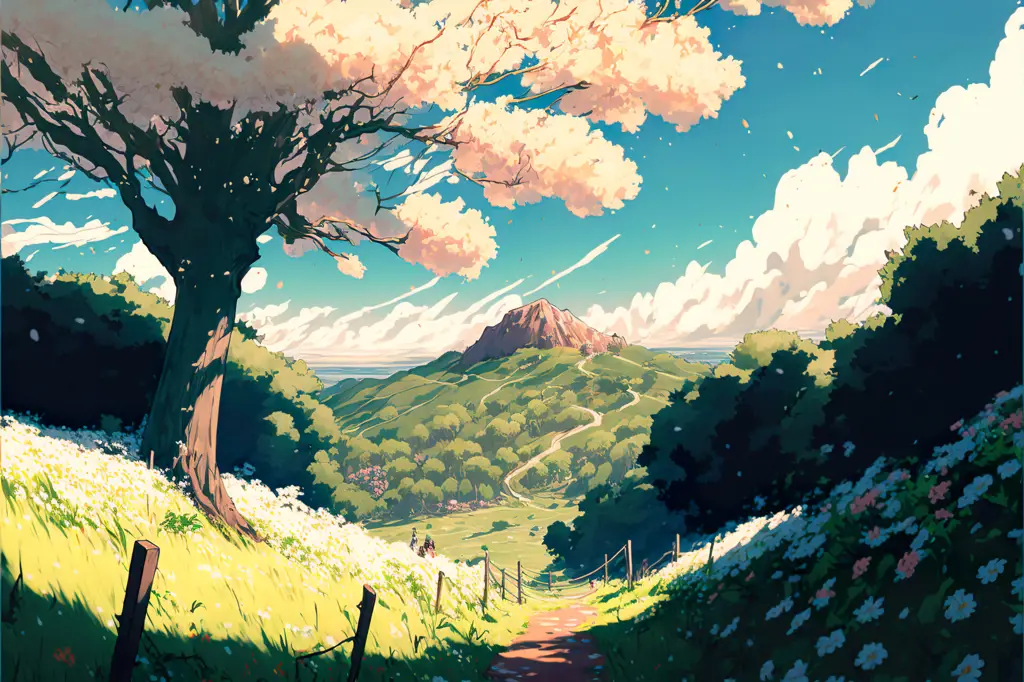 Dunia fantasi yang indah dalam anime Saikyou Onmyouji no Isekai Tenseiki Pemandangan dunia fantasi dalam anime